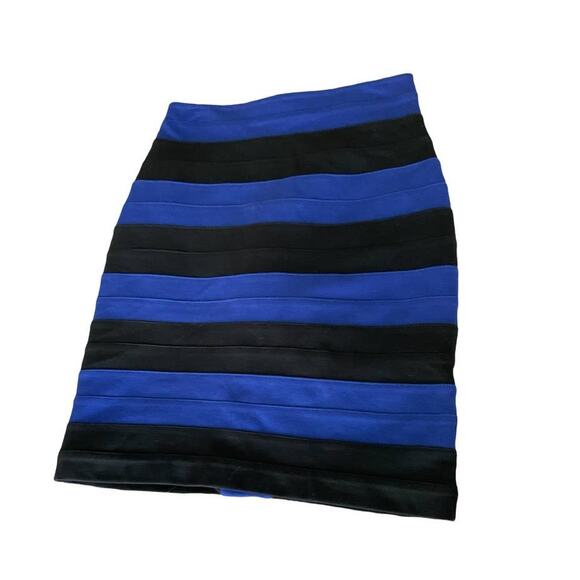 Express Mini Pencil Skirt Stripe Black/Blue‎ Women's  0 - Picture 1 of 5